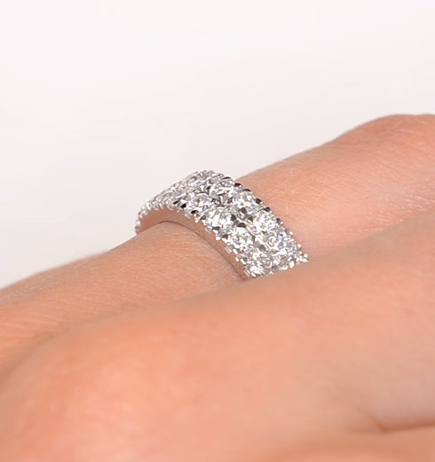 2 Row Diamond 1.00ct And 18K White Gold Half Eternity Ring - N4499